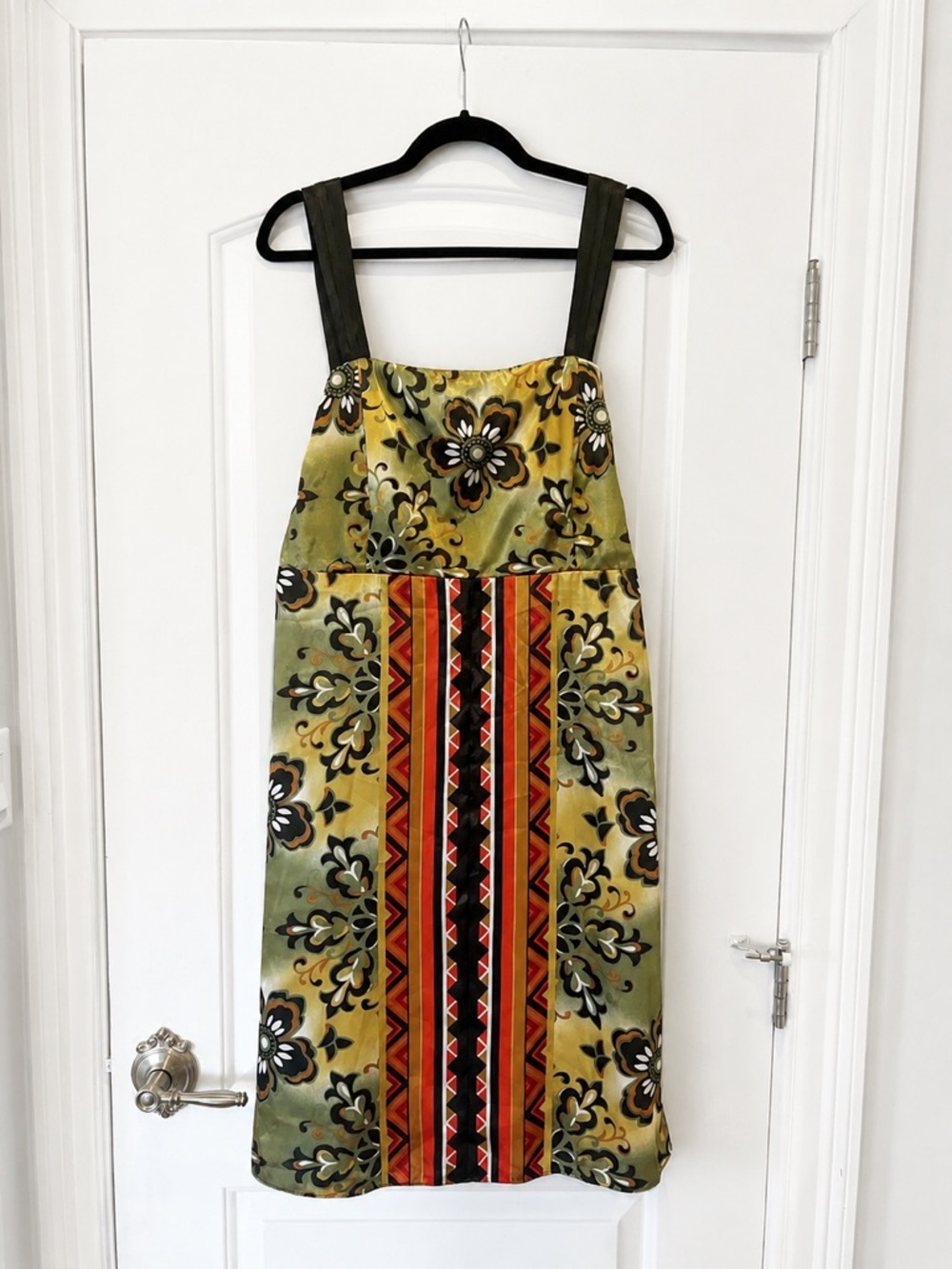 Rabbit Rabbit Rabbit Designs Floral Satin Midi Dress Size 16 Tie Back Boho Artsy